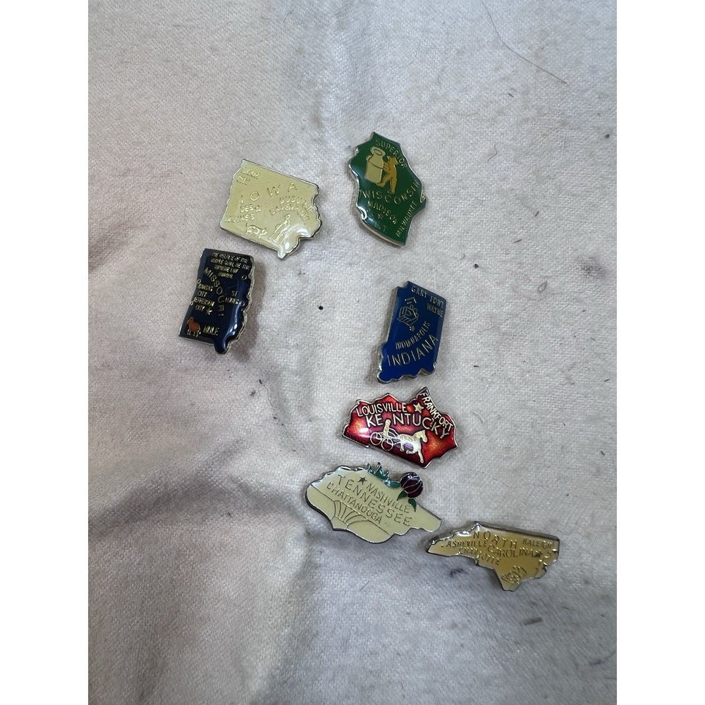 Lot Of 7 State Souvenir Pins State Enamel Pins